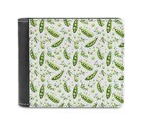 Novastar Portefeuille fin en cuir pour homme - Imprimé haricots verts vifs - Petit portefeuille fin à deux volets avec poche avant