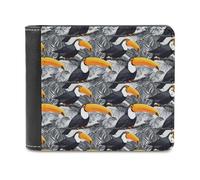 Novastar Portefeuille fin en cuir pour homme - Imprimé toucan mignon - Petit portefeuille fin à deux volets avec poche avant et porte-cartes
