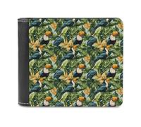 Novastar Portefeuille fin en cuir pour homme - Imprimé toucan tropical - Petit portefeuille fin à deux volets avec poche avant et porte-cartes