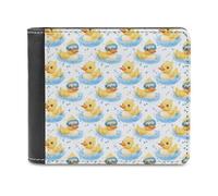 Novastar Portefeuille fin en cuir pour homme - Motif canard mignon nageur 1 petit mince à deux volets poche avant porte-cartes portefeuille