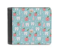 Novastar Portefeuille fin en cuir pour homme - Motif dents de brosse à dents - Petit portefeuille fin à deux volets avec poche avant et porte-cartes