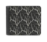 Novastar Portefeuille fin en cuir pour homme - Motif racine d'arbre noir - Petit portefeuille fin à deux volets avec poche avant