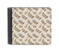 Novastar Portefeuille fin en cuir pour homme - Trompette classique imprimé musique petit mince à deux volets poche avant porte-cartes portefeuille