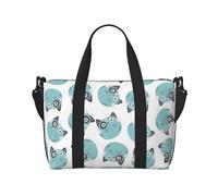 Novastar Sac fourre-tout pour ordinateur portable pour femme - Sac de voyage insolite avec visage de chat de dessin animé pour femme, sac de sport pour homme et femme, sac de voyage à bandoulière pour