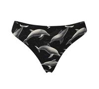 Novastar String sans couture pour femme - Imprimé dauphins noirs - Sous-vêtements invisibles, noir, Large