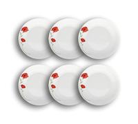 NOVASTYL - Lot 6 assiettes creuses 20.5cm coquelicot en porcelaine - 2614926