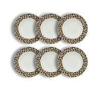 NOVASTYL - Lot 6 assiettes creuses léopard 20cm en porcelaine beige - 2614956