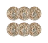 NOVASTYL - Lot 6 assiettes desserts ambre 20cm en grès marron et beige - 2614612