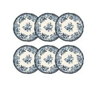 NOVASTYL - Lot 6 assiettes desserts en porcelaine bleu faustine 20cm - 2614232