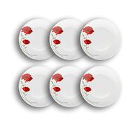 NOVASTYL - Lot 6 assiettes plates coquelicot 27cm en porcelaine - 2614925