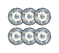Lot 6 assiettes plates faustine 26cm en porcelaine bleu