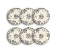 NOVASTYL - Lot 6 assiettes plates florali 26cm en grès décor noir - 2614805