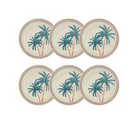 NOVASTYL - Lot 6 assiettes plates tropique 26cm en grès - 2614865