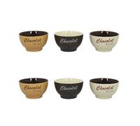 NOVASTYL - Lot 6 bols chocolat suisse 14cm en grès 3 couleurs assorties - 2414212