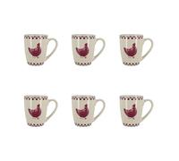 NOVASTYL - Lot 6 mugs gallina 38cl en grès gris et rouge - 2414202