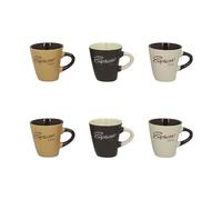 NOVASTYL - Lot 6 tasses expresso italiano 15cl en grès 3 couleurs assorties - 2414211