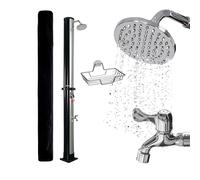 NovaTerra Douche solaire avec réservoir de 40 l - Douche de jardin et de camping avec pommeau de douche à effet pluie, douche pour pieds, capot de protection et bac de rangement - Pour jardin et