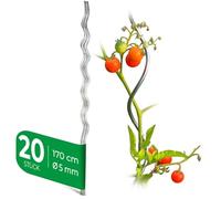 Novatool 20 pièces tuteurs à tomates 170 cm x 5 mm Ø support de croissance pour tomates et concombres tour à tomates tuteurs tiges à tomates 170cm supports de croissance pour plantes grimpantes