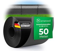 Novatool 2X 25m Rouleau PP Premium Bandes pare-vue pour clôture à double fil ANTHRAZIT RAL 7016 - 19 cm de haut - 20 rangées de grillage à double fil Bandes pare-vue GRIS avec rainures Éléments de