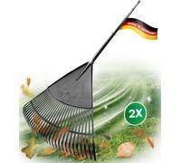Novatool 2x balai à feuilles avec manche enfichable et vissable de 4 pièces, balayeur de feuilles avec 30 dents en plastique, râteau largeur de travail 75cm, râteau à feuilles, balai de jardin, râteau