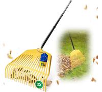 Novatool 2x balai à feuilles avec manche enfichable et vissable de 4 pièces, outil combiné 2 en 1, balai à feuilles & fourche à feuilles avec 26 dents en plastique, largeur de travail 60cm, râteau à f