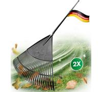 Novatool 2x balai à feuilles avec manche télescopique jusqu'à 152cm, balayeur de feuilles avec 30 dents en plastique, râteau largeur de travail 75cm, râteau à feuilles, balai de jardin, râteau à gazon