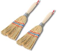 Novatool 2x Petit balai Balai de broussailles avec manche court 28cm Balai de paille Enfants Petit balai de sorcière Garden broom MINI Balai petit IDEAL comme balai pour enfants & balai de camping