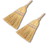 Novatool 2x Petit balai Balai de broussailles avec manche court 40cm Balai de paille Enfants Petit balai de sorcière Garden broom Petit balai IDEAL comme balai pour enfants & balai de camping