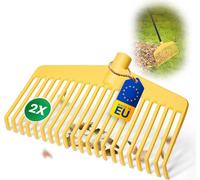 Novatool 2x tête de balai à feuilles, outil combiné 2en1, balai à feuilles & fourche à feuilles avec 20 dents en plastique, largeur de travail 45cm, râteau à feuilles, balai de jardin, râteau à gazon,