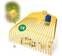 Novatool 2x tête de balai à feuilles, outil combiné 2en1, balai à feuilles & fourche à feuilles avec 26 dents en plastique, largeur de travail 60cm, râteau à feuilles, balai de jardin, râteau à gazon,