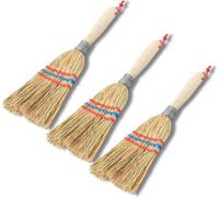 Novatool 3x Petit balai Balai de broussailles avec manche court 28cm Balai de paille Enfants Petit balai de sorcière Garden broom MINI Petit balai IDEAL comme balai pour enfants & balai de camping