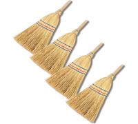 Novatool 4x Petit balai Balai de broussailles avec manche court 40cm Balai de paille Enfants Petit balai de sorcière Garden broom Mini balai IDEAL comme balai pour enfants & balai de camping