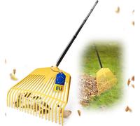 Novatool balai à feuilles avec manche enfichable et vissable de 4 pièces, outil combiné 2 en 1, balai à feuilles et fourche à feuilles avec 26 dents en plastique, largeur de travail 60cm, râteau à feu