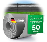 Novatool Bandes brise-vue en polypropylène de qualité supérieure de 50 m - Pour clôture à double fil - Gris - Pour 20 rangées de nattes - Durable et résistant aux intempéries - Éléments de clôture -