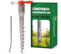 Novatool Jeu de douilles à visser pour tubes de 26 à 65 mm de diamètre, douille de sol, support de poteau, douille à visser, alternative aux douilles à enfoncer au sol, douille à enfoncer au sol