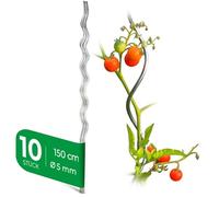 Novatool Lot de 10 tuteurs à tomates en spirale galvanisés - 150 cm x 5 mm de diamètre - 150 cm de diamètre - Tuteur à tomates - Support de plantation