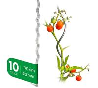 Novatool Lot de 10 tuteurs de tomates - 170 cm x 5 mm de diamètre - En spirale - Galvanisés - 170 cm de diamètre - Tuteurs de tomates - Tuteurs de plantation - Tuteur à tomates