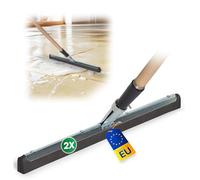 Novatool Lot de 2 extracteurs d'eau au sol avec manche Raclette à eau Raclette en caoutchouc pour voiture, fenêtre, piscine Raclette de salle de bain en acier inoxydable XXL large carrelage