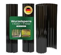 Novatool Lot de 3 barrières anti-racines aux framboises I 3,5 x 0,60 m I Noir I Moulable individuellement I Barrière de protection contre les racines, barrière rhizome pour bambou Stop racines,