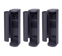 Novatool Lot de 3 tours de prise 2 prises rondes extérieures anthracite avec ouverture IP44 - Prise extérieure de jardin - Colonne de prise de courant de jardin