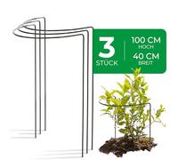 Novatool Lot de 3 tuteurs d'arbustes - Semi-circulaire - Vert - 100 x 40 cm