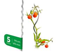 Novatool Lot de 5 tuteurs en spirale pour tomates 170 cm x 5 mm Ø Tuteurs en spirale pour tomates galvanisés Tuteur en spirale pour tomates Piquets de tomate 110 cm Aide à la montée de tomate Tuteur