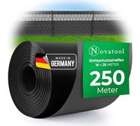 Novatool Rouleau de 10 x 25 m de bandes pare-vue PP Premium pour clôture à double fil ANTHRAZIT RAL 7016 - 19 cm de haut - 100 rangées de panneaux grillagés - Bandes pare-vue GRIS avec rainures