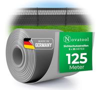 Novatool Rouleau de bande brise-vue en polypropylène de qualité supérieure - 125 m - Pour clôture à double fil - Gris - Pour 50 rangées de nattes - Durable et résistant aux intempéries - Éléments de