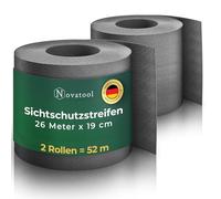 Novatool Rouleaux de 52 m de qualité supérieure - Bandes brise-vue durables pour clôture à double fil - Anthracite - Pour 20 rangées de nattes - Bandes brise-vue extra stables - Résistance aux UV -