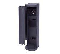Novatool Tour de prise 2 prises extérieures rondes avec ouverture IP44 - Prise de courant extérieure - Colonne de prise de courant - Anthracite
