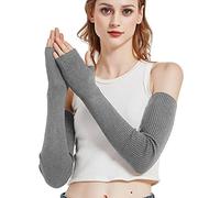 Novawo en laine Gants Mitaines Chauffe Bras Longs pour femmes Lady,Taille unique,Gris Foncé