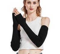 Novawo en laine Gants Mitaines Chauffe Bras Longs pour femmes Lady,Taille unique,Noir