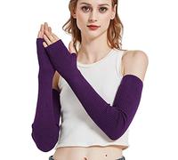 Novawo Gants manchettes en laine solide pour femme - Violet - Taille unique