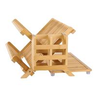 NOVAYEAH Égouttoir à Vaisselle en Bambou avec Porte-ustensiles, égouttoir à Vaisselle Pliable en Bois, Grand Support de séchage Pliable à 3 Niveaux pour comptoir de Cuisine